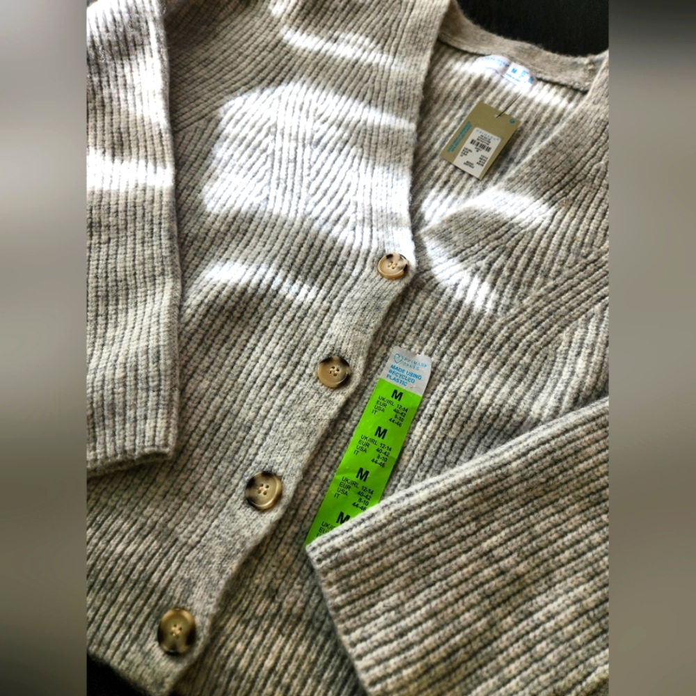 Cropped Cable Knit Cardigan Size Medium